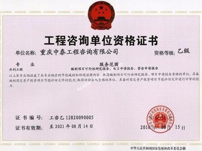 中泰咨詢(xún)乙級資質(zhì)